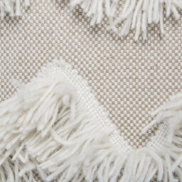 Beliani Square Pouffe Beige Cotton-Wool Blend With Golden Thread And Triangle Tassels - 45Cm - thumbnail 6