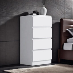 Fwstyle Carlton White 4 Drawer Chest (H) 99Cm (W) 40Cm (D) 40Cm