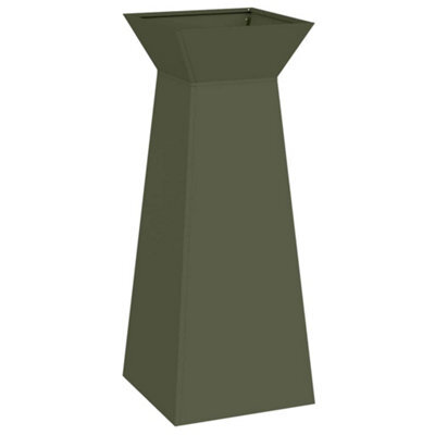 Berkfield Modern Garden Pillar Planter With Bowl Olive Green 40X40X100 Cm Steel - image 1