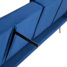 Beliani Sofa Bed 3 Seater Visnes Velvet Navy Blue - thumbnail 6
