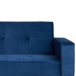 Beliani Sofa Bed 3 Seater Visnes Velvet Navy Blue - thumbnail 5