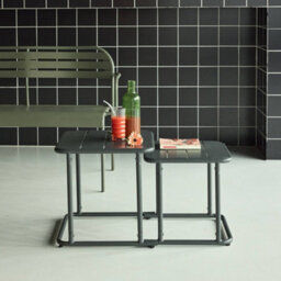 Sweeek - Square Outdoor Nesting Table In Steel Khaki Green 45X45X45 Cm - Amelia - thumbnail 3