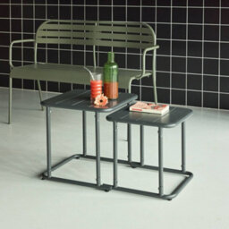 Sweeek - Square Outdoor Nesting Table In Steel Khaki Green 45X45X45 Cm - Amelia - thumbnail 4