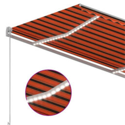 Berkfield Manual Retractable Awning With Led 350X250 Cm Orange And Brown - thumbnail 5