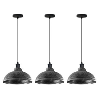 3 Pack Of Ceiling Pendant Light Fixture With 95Cm Adjustable Cable, Vintage 29Cm Curvy Metal Shade E27 Base Hanging Lighting - image 1