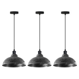 3 Pack Of Ceiling Pendant Light Fixture With 95Cm Adjustable Cable, Vintage 29Cm Curvy Metal Shade E27 Base Hanging Lighting - thumbnail 1