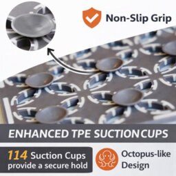 Non Slip Bath Mat For Bathroom & Bathtub, Large Shower Mat With Strong Suction Cups, Quick Drain Anti Slip Design - thumbnail 3