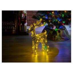 Urbn-Living Urbnliving 45Cm Led Light Up Reindeer Gold Plastic Rattan Wire Frame Christmas Home Decorations - thumbnail 2