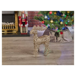 Urbn-Living Urbnliving 45Cm Led Light Up Reindeer Gold Plastic Rattan Wire Frame Christmas Home Decorations - thumbnail 3