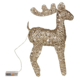 Urbn-Living Urbnliving 45Cm Led Light Up Reindeer Gold Plastic Rattan Wire Frame Christmas Home Decorations - thumbnail 5