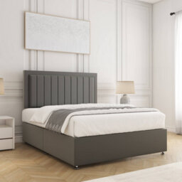 Bsspoke Zarah Divan Bed Set In Grey Plush Velvet With 24Inch Panel Headboard No Mattress No Drawers In 3Ft 4Ft 4Ft6 5Ft 6Ft - thumbnail 3