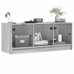 Berkfield Classic Tv Cabinet With Glass Doors Grey Sonoma 102X37X42 Cm - thumbnail 4