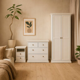 Wyld Haus Osaka 3-Piece Farmhouse Bedroom Set In White Wood - thumbnail 1