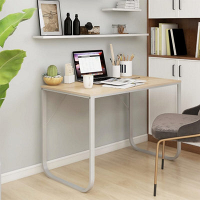 Berkfield Computer Desk White And Oak 110X60X73 Cm Engineered Wood - image 1