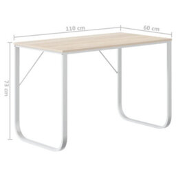 Berkfield Computer Desk White And Oak 110X60X73 Cm Engineered Wood - thumbnail 6