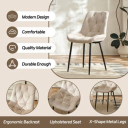 Sonara Set Of 4 Modern Velvet Dining Chairs With Ergonomic Upholstered Seats And X-Shaped Metal Legs - thumbnail 6