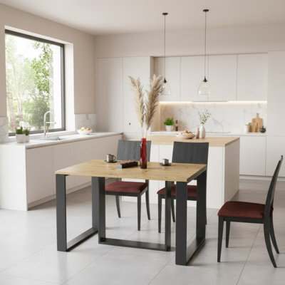 Borys Modern Extendable Dining Table 130 And 210X80 Cm Artisan Oak Finish With Sturdy Black Legs - image 1