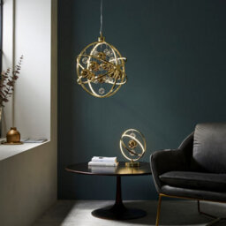 Luminosa Lighting Luminosa Muni Complete Table Lamp, Gold Effect Plate With, Gold Glass - thumbnail 3