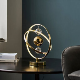 Luminosa Lighting Luminosa Muni Complete Table Lamp, Gold Effect Plate With, Gold Glass - thumbnail 4