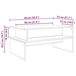 Berkfield Coffee Table Old Wood 90 X 55 X 42.5 Cm Engineered Wood - thumbnail 7