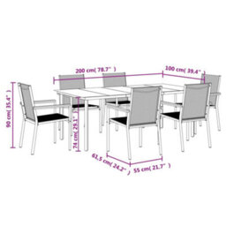 Berkfield 7 Piece Garden Dining Set Black Textilene And Steel - thumbnail 9