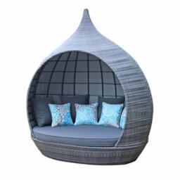 Signature Weave Pearl Wicker Round Garden Day Bed Sun Lounger Roof Shade Grey By Buyaparcel - thumbnail 2