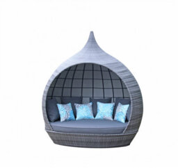 Signature Weave Pearl Wicker Round Garden Day Bed Sun Lounger Roof Shade Grey By Buyaparcel - thumbnail 1