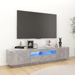 Berkfield Tv Cabinet With Led Lights Concrete Grey 180X35X40 Cm