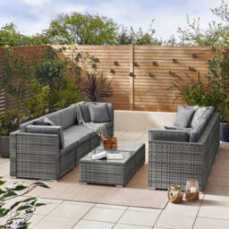 Furniturebox Orlando Grey Rattan Garden Sofa Modular Outdoor Patio Couch Seating - Table & 8 Chairs Garden Corner Sofa Set +Cover - thumbnail 3