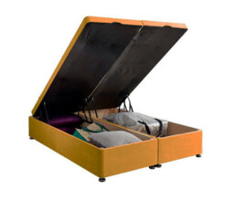 Adore Designs Plush Velvet Ottoman Storage Bed Base - End-Lift - 4Ft6 Double - Turmeric - thumbnail 2