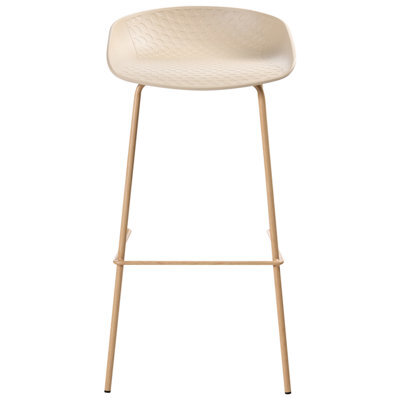 Wyld And Coco Novahome Set Of 4 Beige Bar Chairs - Synthetic Seats, Wood-Look Iron Frames - image 1