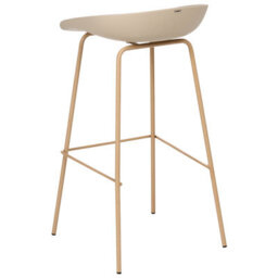 Wyld And Coco Novahome Set Of 4 Beige Bar Chairs - Synthetic Seats, Wood-Look Iron Frames - thumbnail 6