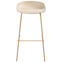 Wyld And Coco Novahome Set Of 4 Beige Bar Chairs - Synthetic Seats, Wood-Look Iron Frames - thumbnail 1