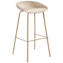 Wyld And Coco Novahome Set Of 4 Beige Bar Chairs - Synthetic Seats, Wood-Look Iron Frames - thumbnail 4