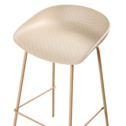 Wyld And Coco Novahome Set Of 4 Beige Bar Chairs - Synthetic Seats, Wood-Look Iron Frames - thumbnail 7