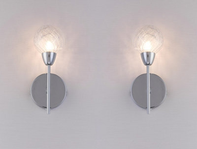 Harper Living Pack Of 2 Bolla Wall Lights, Polished Chrome, On And Off Switch, Bulbs Not Included - image 1