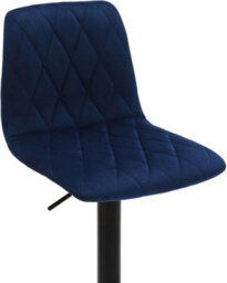 Lamboro Verona Velvet Kitchen Bar Stools, Matt Black Stem & Base, Height Adjustable Gas Lift With Backrest, Breakfast Bar Stool - Blue - thumbnail 5