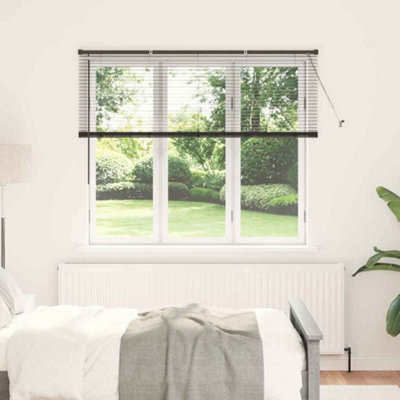 Berkfield Window Blind With Curtains Manual Black Aluminium - image 1