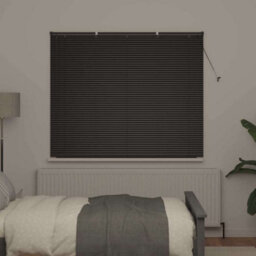 Berkfield Window Blind With Curtains Manual Black Aluminium - thumbnail 3