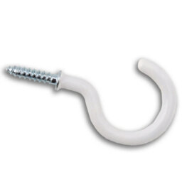 Cup Hooks, Shouldered 38mm (1.1/2 Inch) White Plastic Coated Pack Of 100 - thumbnail 1