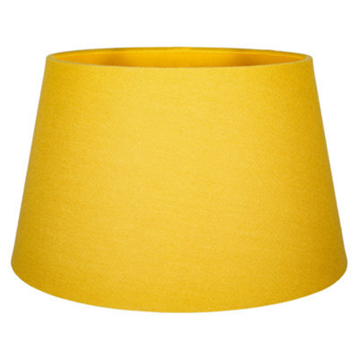 Happy Homewares Traditional 30Cm Mustard Ochre Linen Fabric Drum Table/pendant Shade 60W Maximum - image 1