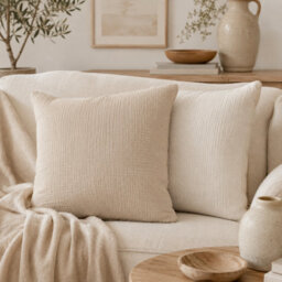 Where Saints Go Ltd Natural Stone Muslin Cotton Square Pillowcases Pack Of 2 60 X 60Cm - thumbnail 3
