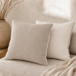 Where Saints Go Ltd Natural Stone Muslin Cotton Square Pillowcases Pack Of 2 60 X 60Cm - thumbnail 1