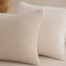 Where Saints Go Ltd Natural Stone Muslin Cotton Square Pillowcases Pack Of 2 60 X 60Cm - thumbnail 7