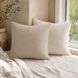 Where Saints Go Ltd Natural Stone Muslin Cotton Square Pillowcases Pack Of 2 60 X 60Cm - thumbnail 4