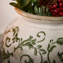 Dibor Set Of 2 Vintage Luxury Irina Green Botanical Flower Urn Vase - thumbnail 4