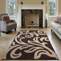 Smart Living Modern Thick Soft Carved Area Rug, Living Room Carpet, Kitchen Floor, Bedroom Soft Rugs 80Cm X 150Cm - Brown Beige - thumbnail 1
