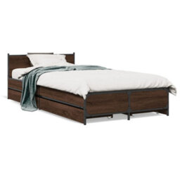 Berkfield Bed Frame With Drawers Without Mattress Brown Oak 75X190 Cm Small Single - thumbnail 2