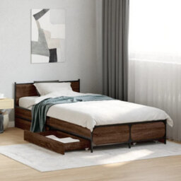 Berkfield Bed Frame With Drawers Without Mattress Brown Oak 75X190 Cm Small Single - thumbnail 1