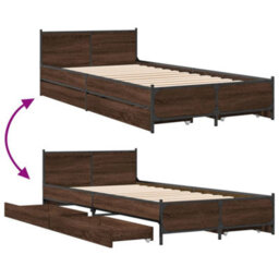 Berkfield Bed Frame With Drawers Without Mattress Brown Oak 75X190 Cm Small Single - thumbnail 7